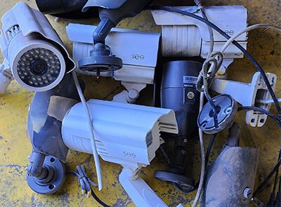 Old security cameras have been removed from the facility
